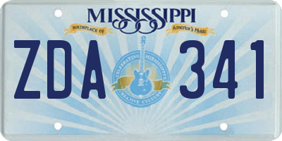 MS license plate ZDA341