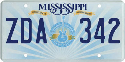 MS license plate ZDA342
