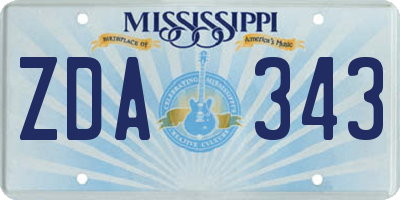 MS license plate ZDA343