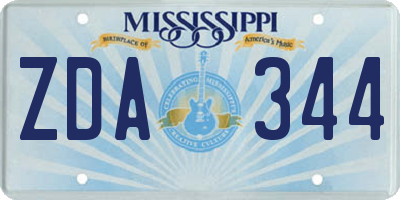 MS license plate ZDA344