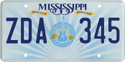 MS license plate ZDA345