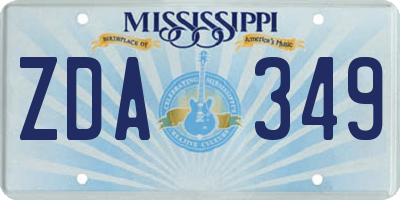 MS license plate ZDA349