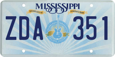 MS license plate ZDA351