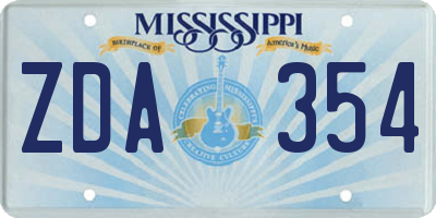 MS license plate ZDA354