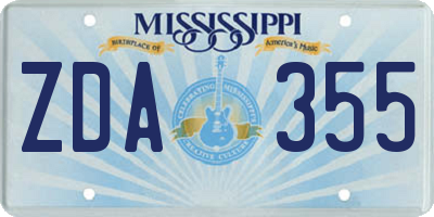 MS license plate ZDA355