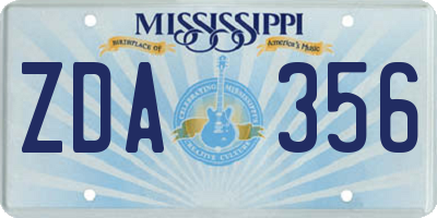 MS license plate ZDA356