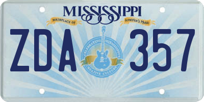 MS license plate ZDA357