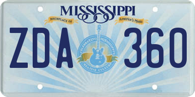 MS license plate ZDA360