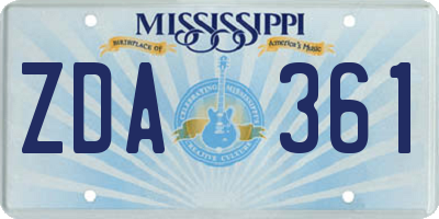 MS license plate ZDA361