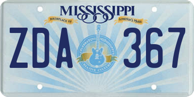 MS license plate ZDA367