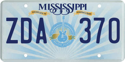 MS license plate ZDA370