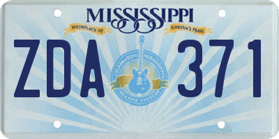 MS license plate ZDA371