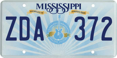 MS license plate ZDA372