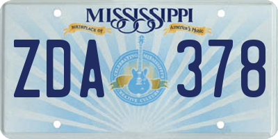 MS license plate ZDA378