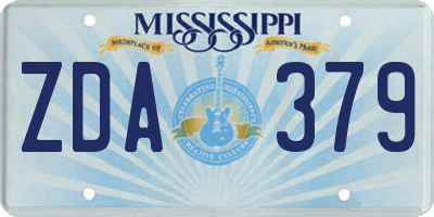 MS license plate ZDA379