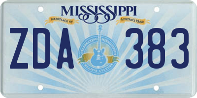 MS license plate ZDA383