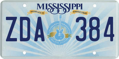 MS license plate ZDA384