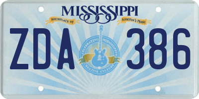 MS license plate ZDA386