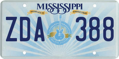 MS license plate ZDA388