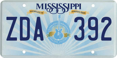 MS license plate ZDA392