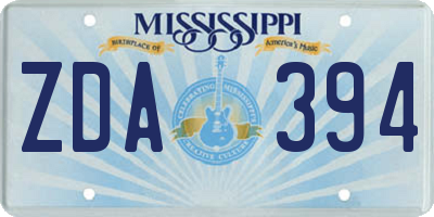 MS license plate ZDA394