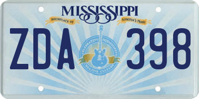MS license plate ZDA398