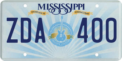 MS license plate ZDA400