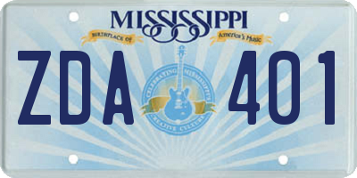 MS license plate ZDA401