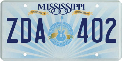 MS license plate ZDA402