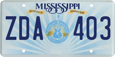 MS license plate ZDA403