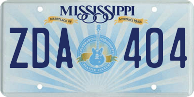 MS license plate ZDA404
