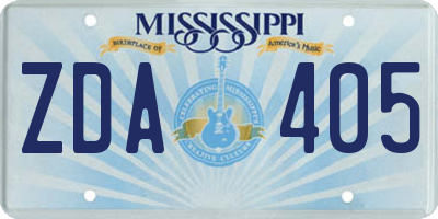 MS license plate ZDA405