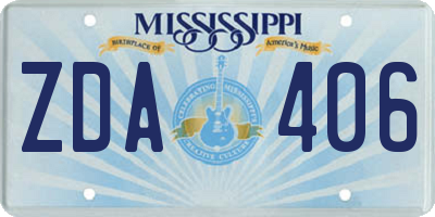MS license plate ZDA406