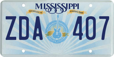 MS license plate ZDA407