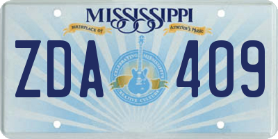 MS license plate ZDA409
