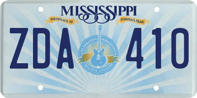 MS license plate ZDA410