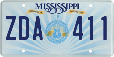 MS license plate ZDA411
