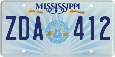 MS license plate ZDA412