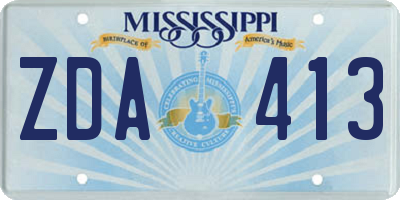MS license plate ZDA413