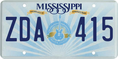 MS license plate ZDA415
