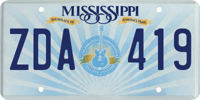 MS license plate ZDA419