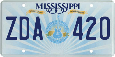 MS license plate ZDA420
