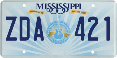 MS license plate ZDA421