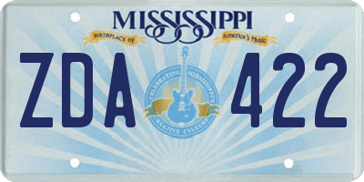MS license plate ZDA422