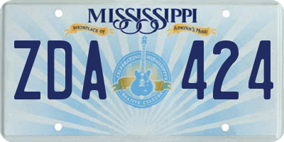 MS license plate ZDA424
