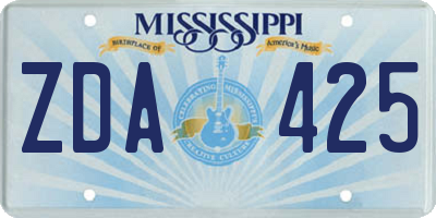 MS license plate ZDA425