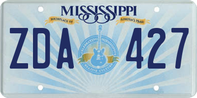 MS license plate ZDA427