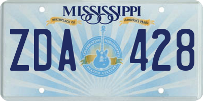 MS license plate ZDA428