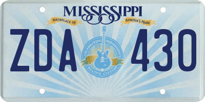 MS license plate ZDA430