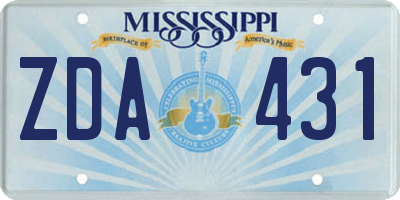 MS license plate ZDA431